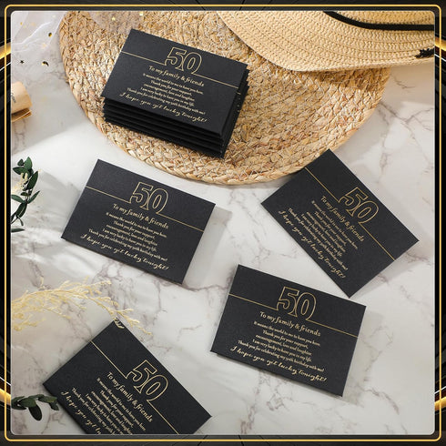 100 Pcs 50th Birthday Lottery Ticket Envelopes for Guests 4.3x3.15 in Lottery Tickets Holder with Heart Shaped Clasp Thank You Message for 50th Bi...
