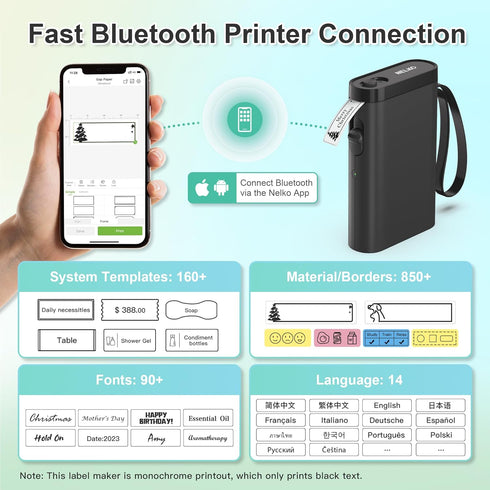 Label Maker Machine with Tape, P21 Portable Bluetooth Label Printer, Wireless Built-in Cutter Sticker Maker Mini Label Makers with Multiple Templa...