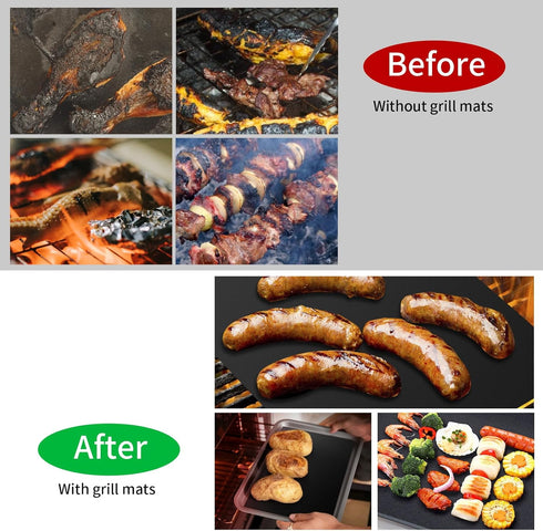 Grill Mat Set of 6, 15.75 x 13 Inch, BBQ Grill Mat Nonstick for Outdoor Grill, Reusable Teflon Grill Sheets Works for Gas Grills Charcoal, Electri...