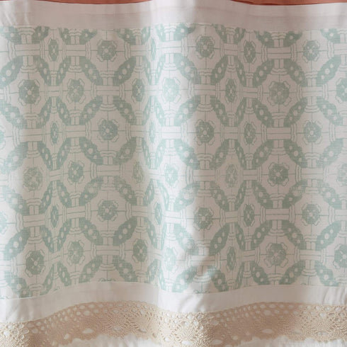 Madison Park Dawn Printed Blue Window Valance , Cotton Pieced Rod Pocket Print Floral Valances for Windows , 50X18" , Teal...