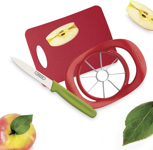 Farberware Healthy Eating Set (Apple Slicer, Paring Knife, Small Cutting Mat), 3-Piece, Red and Green...