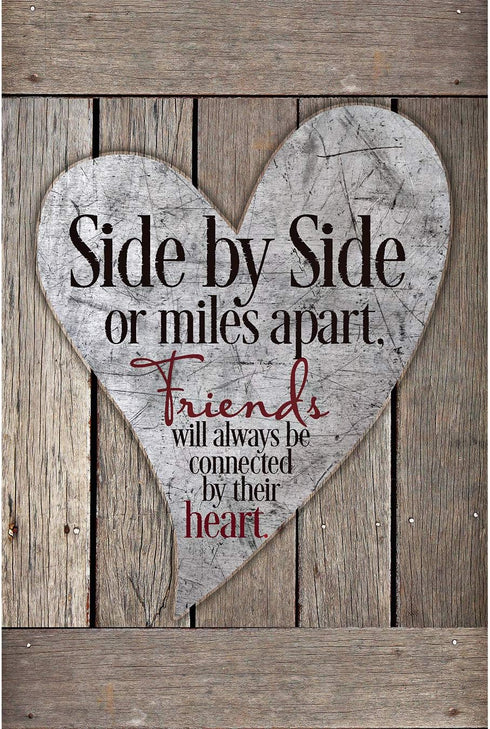 DEXSA Friends Wood Plaque - Made in the USA - 6"x9" - Classy Frame Wall & Tabletop Decoration | Easel & Hanging Hook | Side by Side or Miles Apart...