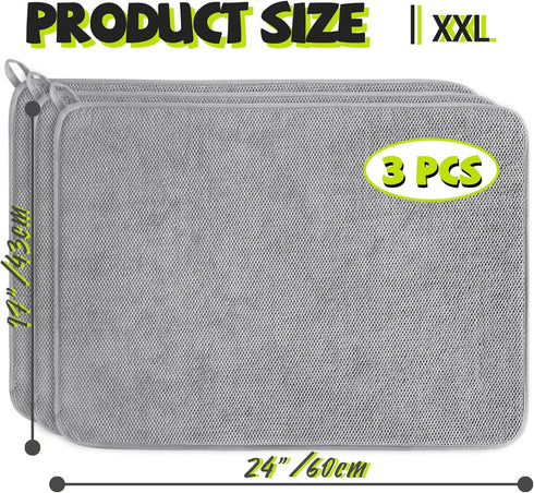 3 Pcs XXL Dish Drying Mats,Absorbent Microfiber Drainer Mat,Large Size Kitchen Counter Pads for Coffee,Rack,Under Sink,Draining Racks,Countertops,...