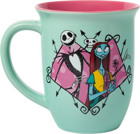 Silver Buffalo Disney Nightmare Before Christmas Jack and Sally Misfit Love Wide Rim Ceramic Mug, 16 Ounces...