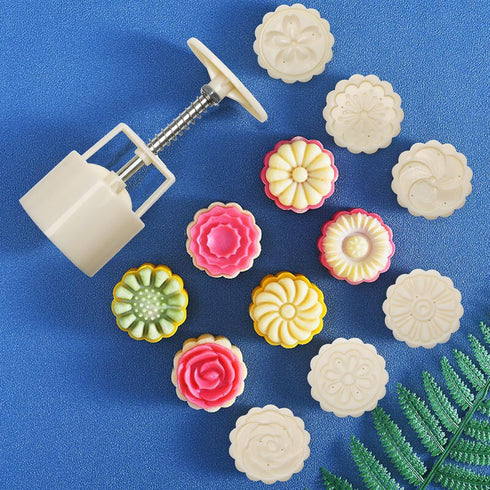 Luxiv Moon Cake Mould 75g, 12 PCS Pattern Hand-Pressure Mooncake Molds for Mid-Autumn DIY Pastry Tool 2 Set with 6pcs Round Flower Mooncake Mode a...
