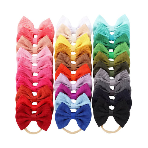 Cinaci 30 Pack Super Stretchy Nylon Hair Bands with Solid Bow Hair Bands Accessories for Baby Girls Infants Toddlers Kids Teens (30 as Shown)...
