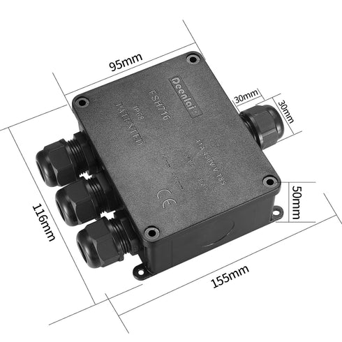 Electrical Junction Box, Waterproof IP68 4-Way External Junction Box, Cable Connector Box, Underground External Outdoor Junction Box for Wire Rang...