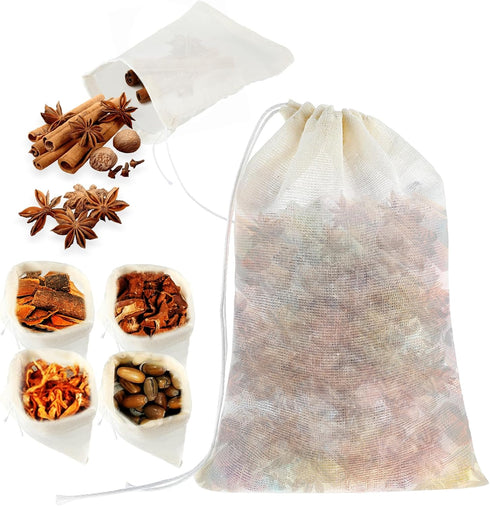 24 PCS Reusable Tea Bags, 5.9x3.9in Fabric Drawstring Pho Soup Bags, Muslin Empty Spice Bags for Cooking, Straining Filter Cheesecloth Sachet Bags...