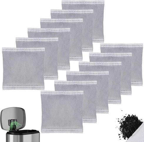 12PCS Activated Charcoal Odor Absorber, Trash Cans Natural Freshest Bamboo Charcoal Bags Compatible with 2.5 Gallon iTouchles Trash Bins, Purifyin...
