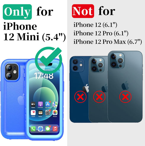 Cozycase Compatible with iPhone 12 Pro Max Waterproof Case - Full Body Rugged Dustproof Shockproof Cover Bumper Case with Built-in Screen Protecto...