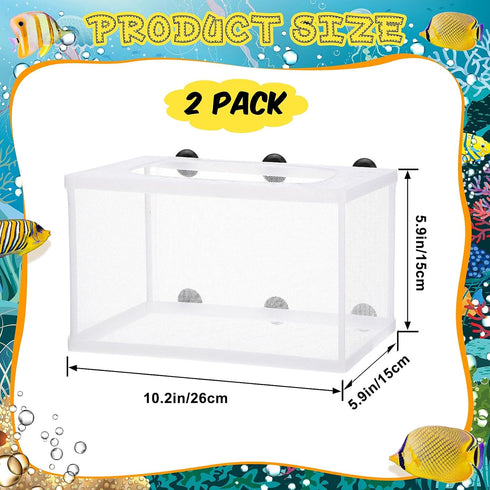 2 Pieces Fish Tank Breeder Net Mesh Fish Breeder Box Fish Hatchery Breeder Box Separation Net Plastic Frame Breeder Box Fry Hatchery Incubator Mes...