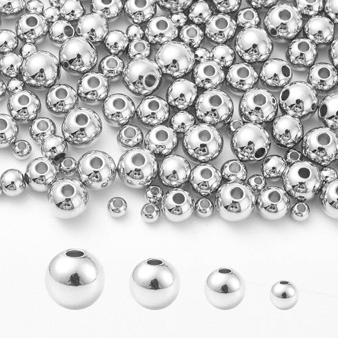 Stiesy 200 Pcs Brass Spacer Beads 3mm 4mm 5mm 6mm Round Loose Beads for Jewelry Making Supplies...