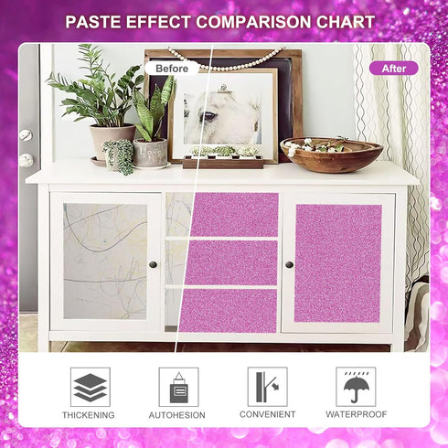 Amiya Purple Glitter Vinyl Contact Paper 17.3"×120" Self Adhesive Sparkly Stick and Peel Wallpaper Decorative Glittery Bling Wallpaper for Bedroom...