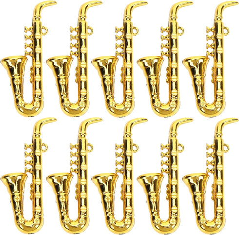 Kisangel Toy Trumpet 10pcs Miniature Saxophone Ornament Mini Plastic Musical Instrument for Mini Music Room(Saxophone) Toy Saxophone...