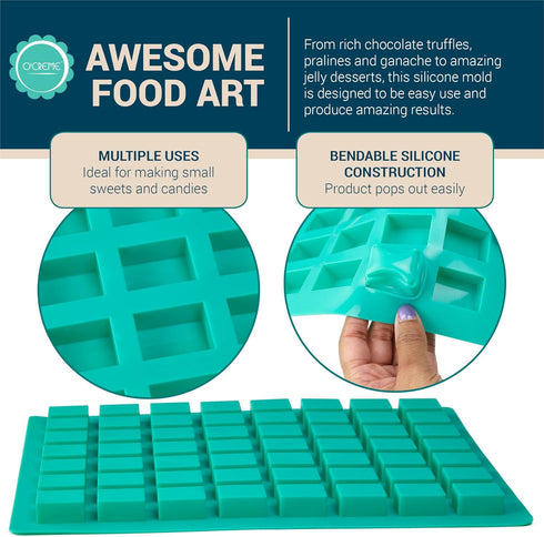 O'Creme Rectangle Caramel Candy Silicone Mold for Chocolate Truffles, Ganache, Jelly, Candy and Praline...
