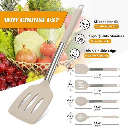 Kitchen Utensils Set of 4 Pack,Silicone Kitchen Utensils Set for Nonstick Cookware,Perfect for Baking and Mixing,Spatula Set BPA Free,Dishwasher S...
