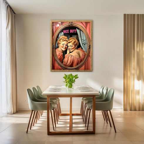 Posterizer 1 pcs-retro classic inspired art-pink poster-funny "nice butt" quote 2-Comedy Art-Retro Art- Bathroom, restroom Decor- unframed wall ar...