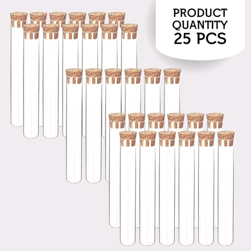 25PCS Plastic Test Tubes with Lids – 10ml Clear Plastic Tubes with Cork Stoppers 16x100mm Small Clear Plastic Tube Containers for Solids & Liquids...