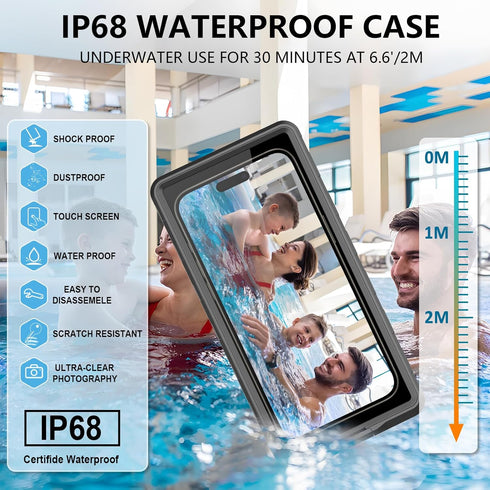 Waterproof Phone Case, IP68 Full-Body Rugged Dropproof Shockproof, 6.9'' Universal Outdoor Swimming Snorkeling Surfing Underwater Photo Video Prot...