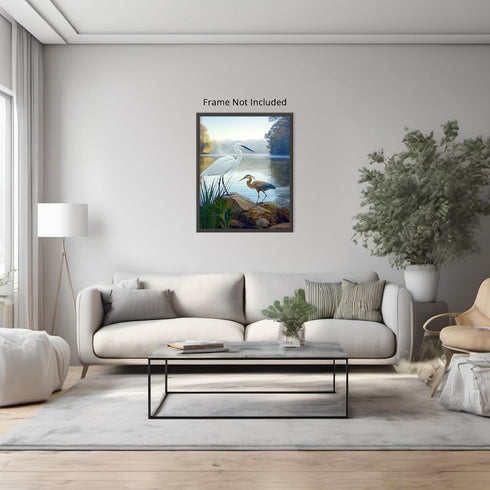 Posterizer 1 pcs-beautiful art work of pair of heron birds in nature 1-Art for Animal Lovers Gift for Art Lovers Decorations for Bedroom, Office, ...