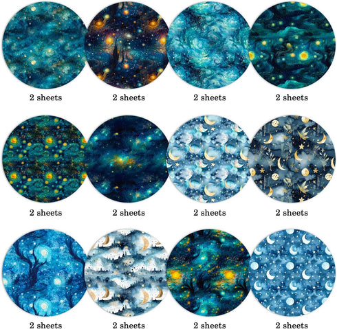 Galaxy Pattern Scrapbook Paper 12x12,30x30cm Starry Sky Specialty Paper Scrapbooking Cardstock Paper Pack,Junk Journal Craft Paper,Designer Paper ...