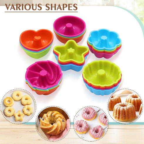 To encounter 24Pack Silicone Molds, Nonstick 2 3/4 inches Donut Mold, Silicone Baking Cups, Donut Pan, Muffin, Jello, Bagel Pan, Oven- Microwave- ...