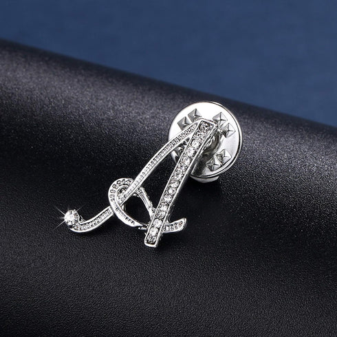 Initial Letter Brooch Pin Small Lapel Pin Tie Tack Name Personalized Gifts for Girls Women Men Boy Silver A...
