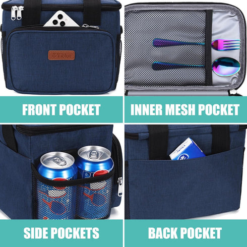 Tiblue Insulated Reusable Lunch Box for Office Work School Picnic Beach, Leakproof Freezable Cooler Bag with Adjustable Shoulder Strap (Medium, Da...