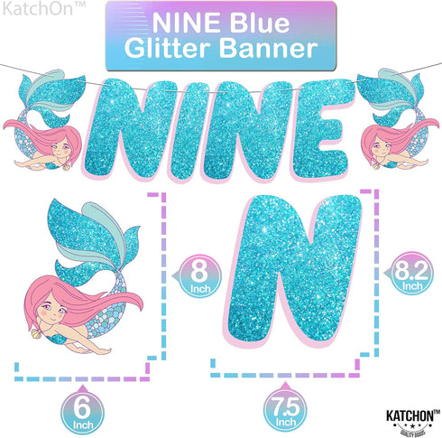 Giant Mermaid 9th Birthday Decorations for Girls - Pack of 8 | Mermaid Party Decorations with Balloons & Favors...
