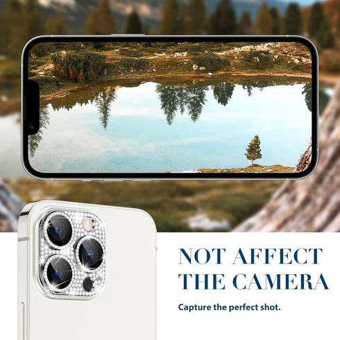 Goton for iPhone 15 Pro Max & 15 Pro Camera Lens Protector Bling Glitter, Diamond Metal Lens Cover Tempered Glass Screen Protector for 15 Promax /...