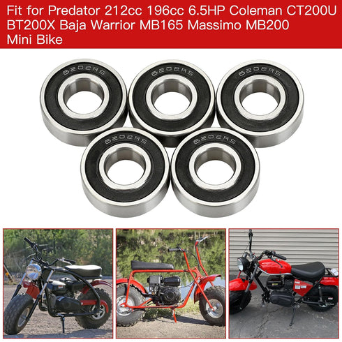 GREHUA Mini Bike Wheel Bearing Front and Rear for Coleman CT200U Trail 200 BT200X CT200U-EX Baja Warrior MB165 Massimo MB200 Predator 212cc 196cc ...