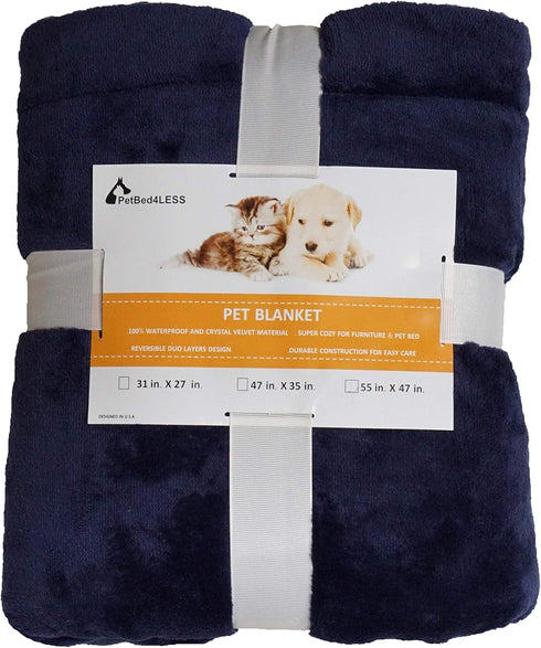 Premium 100% Waterproof Two-Sided Silky Soft Throw Dog Blanket Cat Blanket with Reversible Dual-Layers...
