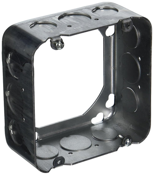 Raco 262 Square Extension Ring, Drawn, 4-11/16", 2-1/8" Deep with Eight 1/2 and Four 3/4" KO"s...