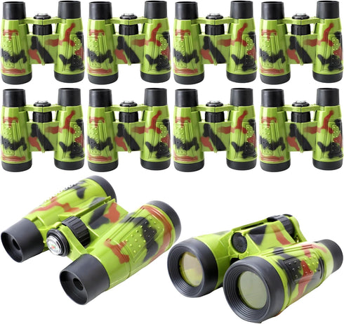 10 Pcs Kids Jungle Binoculars Small Novelty Shock Proof Compact Safari Binoculars Toys with Compass and Neck String for Explorers Gifts Outdoor Ca...
