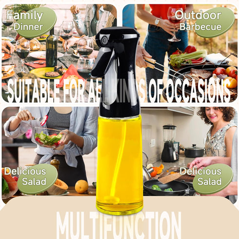 Oil Sprayer for Cooking-200ml Thick Glass Olive Oil Sprayer with Large Range, Refillable Oil Mister Spray Bottle for Air Fryer, Salad Making, Baki...