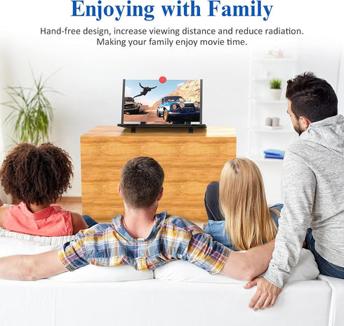 12" Screen Magnifier,3D HD Mobile Phone Magnifier Projector Screen Enlarger for Movies, Videos, and Gaming,Foldable Cell Phone Stand with Screen A...