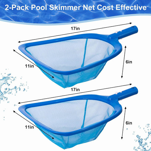 2 Pack Pool Skimmer Net, Durable Fine Mesh Pool Net Skimmer with Semi-deep Netting bag, Professional Pool Nets for Cleaning, Swimming Pool Leaf Sk...