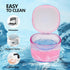 Travel Denture Case Denture Soaking Container with Brush, Denture Cleaning Case Retainer Bath Box Case False Teeth Container - Leak Proof & Lid Wa...