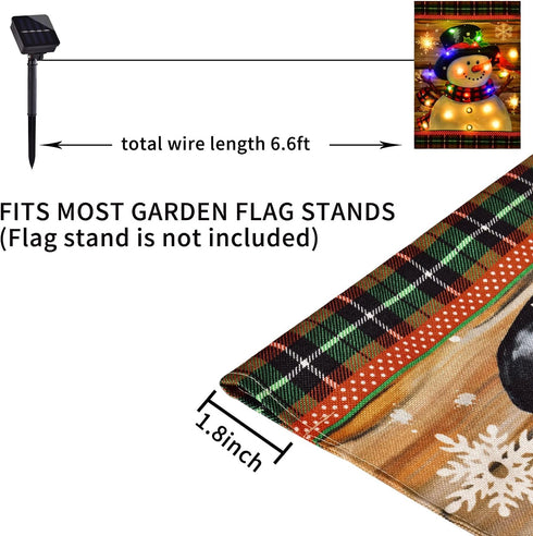 Lighted Christmas Garden Flag for Outside, Led Snowman Garden Flag, Winter Yard Flag 12x18 Double Sided for Outdoor Yard Porch Lawn Decoration...