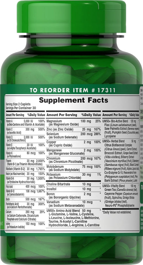 Puritan's Pride High Potency Ultra Man 50 Plus Coated Caplets, 60 Count...