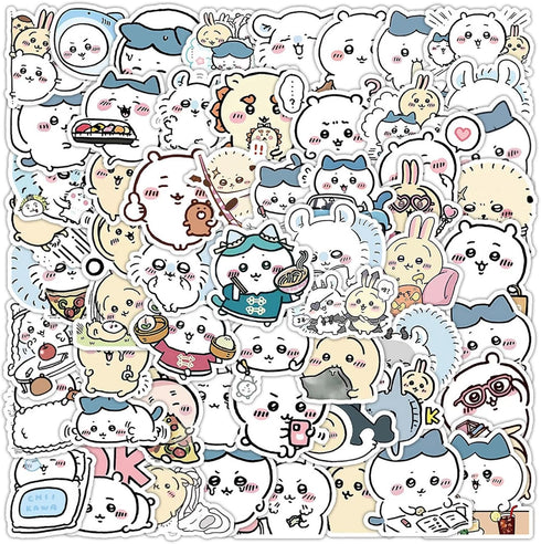 60pcs Kawaii Chiikawa Stickers for Kids Travel Case,Cute Japanese Cartoon Vinyl Stickers Funny Trendy Waterproof Decals for Teens Water Bottle Pho...