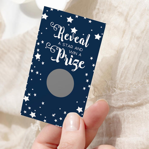 Paper Clever Party Blue Twinkle Star Bridal Shower Games Pack: 28 Scratch-Off Raffle Cards for Wedding & Engagement Parties...