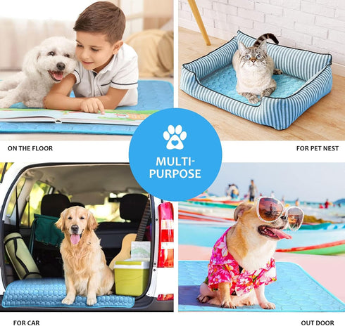 Summer Cooling Mat & Sleeping Pad- Water Absorption Top, Waterproof Bottom, Materials Safe, Easy Carry, Easy to Clean. Keep Cooling for Pets, Kids...