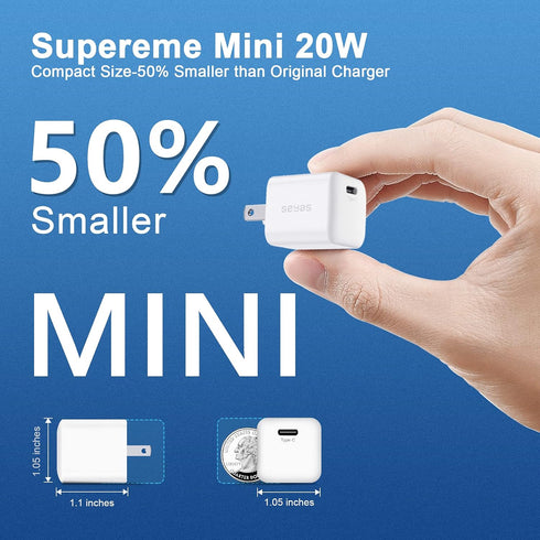 USB C Wall Charger, Seyas 20W Mini Fast Charger Type C Wall Charger Compatible with iPhone/iPad/Airpods/Pixel/Galaxy/Switch and More, 2-Pack......