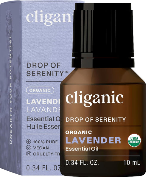 Cliganic Organic Lavender Essential Oil - 100% Pure Natural Undiluted, for Aromatherapy Diffuser | Non-GMO Verified (Packaging May Vary)...
