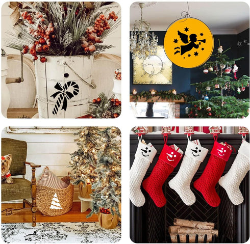 64Pcs Small Christmas Stencils, 3X3 Inch Reusable Craft Stencil for Painting on Wood, Fabric, Paper, Windows, DIY Christmas Ornaments, Cards, Deco...