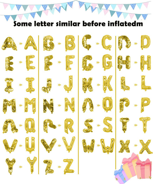 LIOZEOKUN Letter Balloons 16 Inch Mylar Foil Alphabet Letter A-Z Balloons Set for Wedding Birthday Party Decoration Banner Custom Phrase 26 Pieces...
