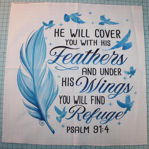 Fabric Panel 14"x14" Bible Verse 100% Cotton Quilting Panel Square A368...