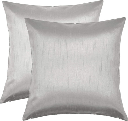 Aiking Home Collection 24x24 Inches Faux Silk Square European Shams, Zipper Closure, Silver (Set of 2)...