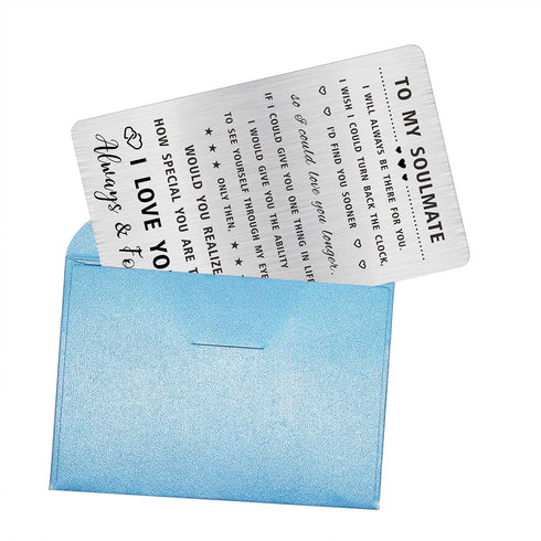 To My Soulmate Engraved Wallet Card - Soulmate Gifts for Him Men Her Women - I Love You Soulmate Valentines Day Presents...